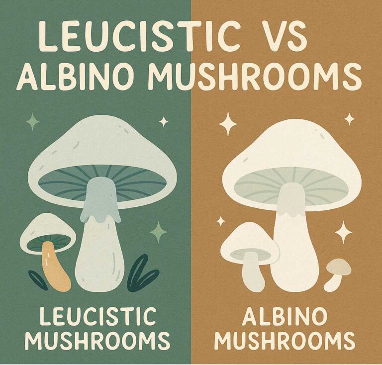 Leucistic vs Albino Mushrooms