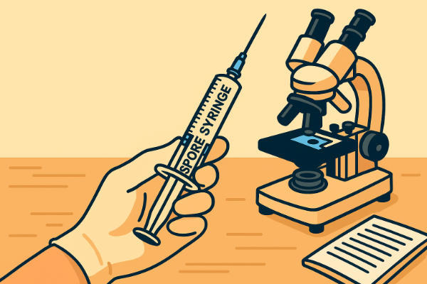 how to use a spore syringe for microscopy